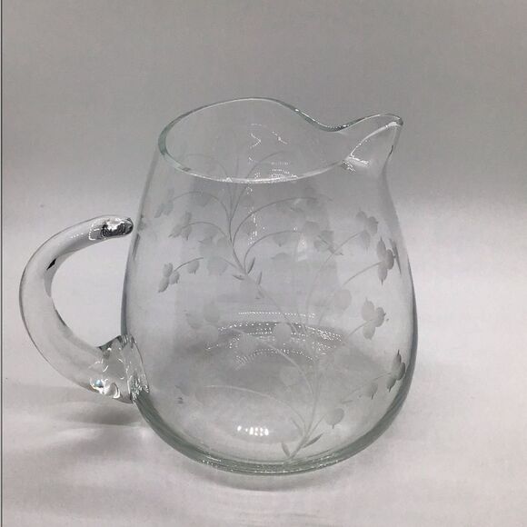 Etched Glass Small Pitcher - Picture 2 of 3